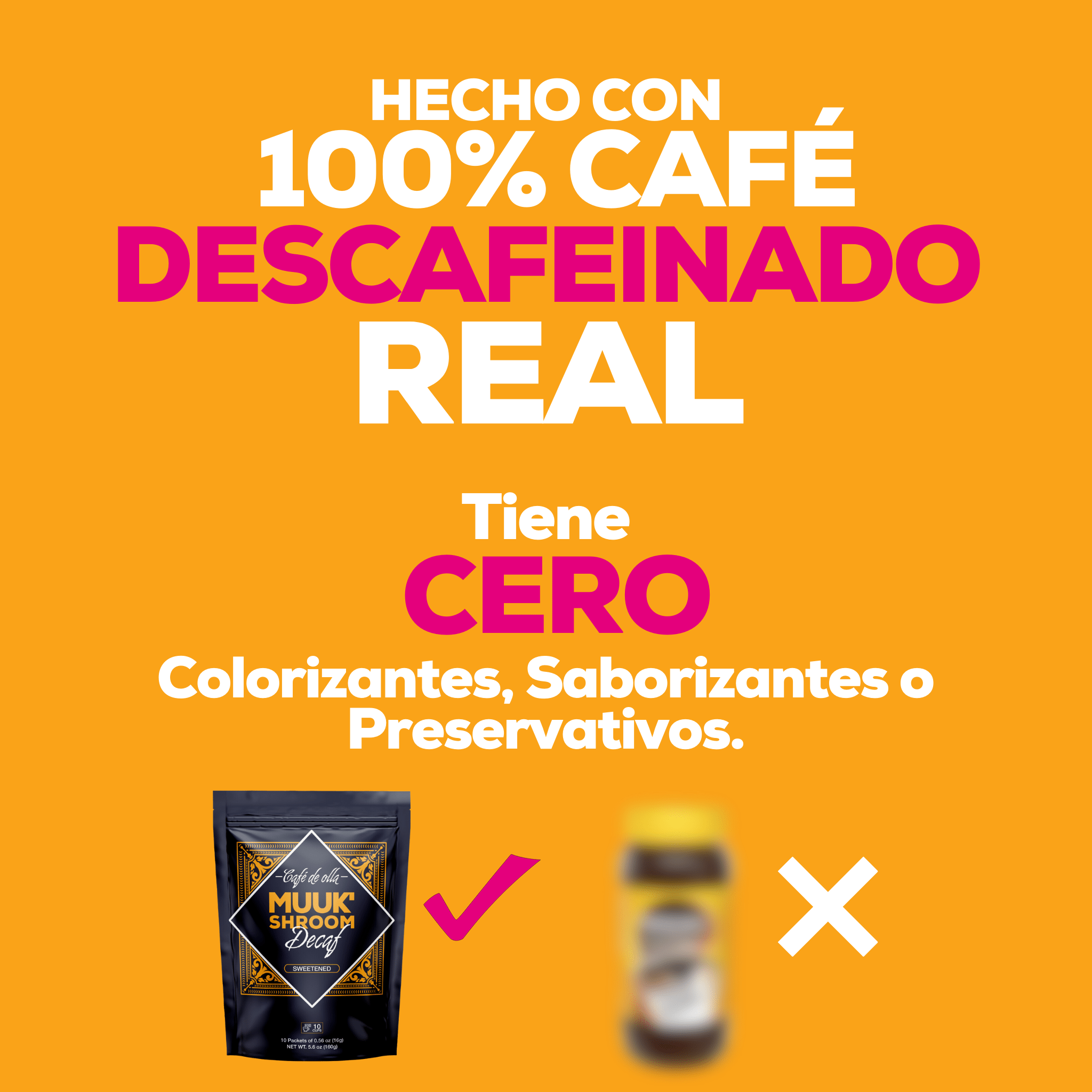 MUUK’ CAFÉ DE OLLA DECAF | Café Soluble Descafeinado Gourmet con Piloncillo, Especias y Adaptógenos para Mejor Concentración, más Energía y una Defensa Inmune más Fuerte - MUUK' SUPERFOODS